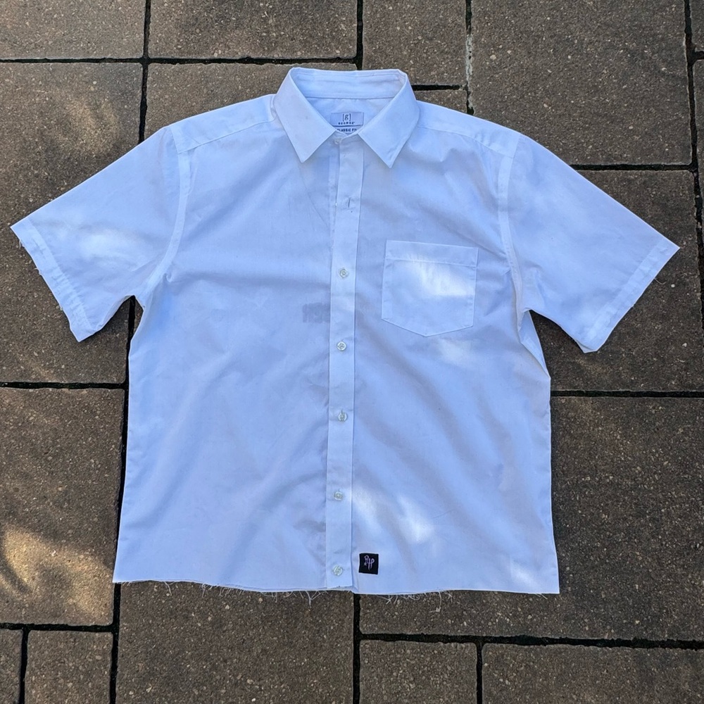 Elegant White Short Sleeve Button Down Shirt